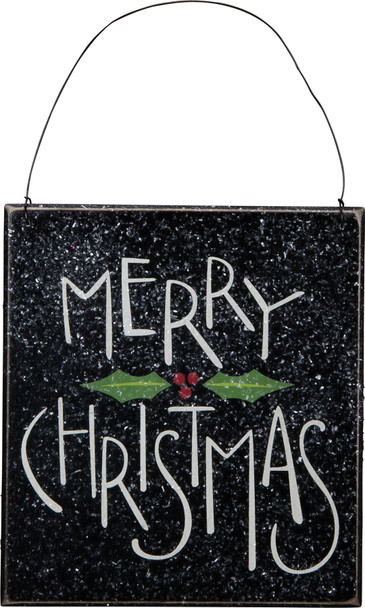 Holly Design Merry Christmas Hanging Wooden Wall Décor Sign 6.25x7 from Primitives by Kathy