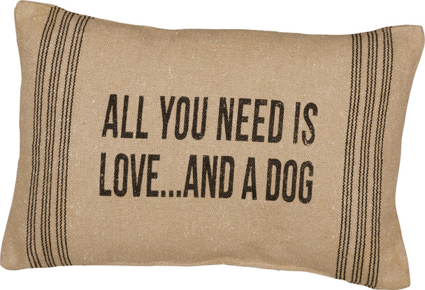 All You Need Is Love And A Dog Polyester Throw Pillow 15x10 from Primitives by Kathy