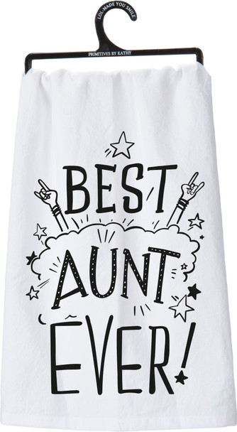 Best Aunt Ever Rocket & Stars Design Cotton Dish Towel 28x28 from Primitives by Kathy