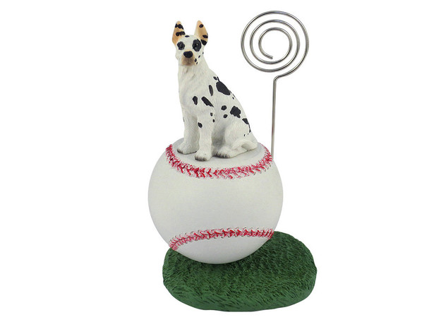 Dog Lover Desktop Hand Painted Baseball Memo Holder - Great Dane Harlequin From Conversation Concepts