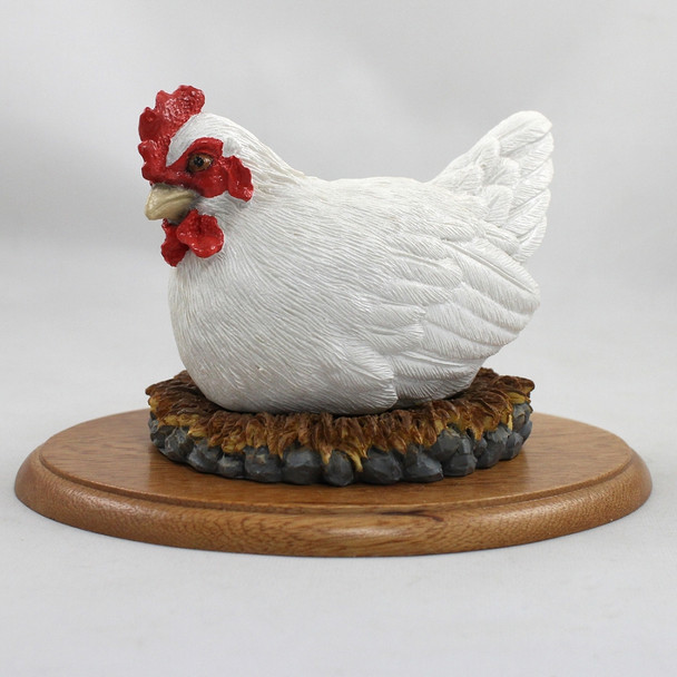 Hand Painted Stone Resin Bird Figurine - Hen White From Conversation Concepts