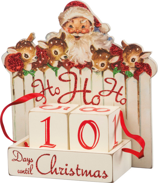 Santa Ho Ho Ho Days Until Christmas Decorative Wooden Block Countdown Sign from Primitives by Kathy