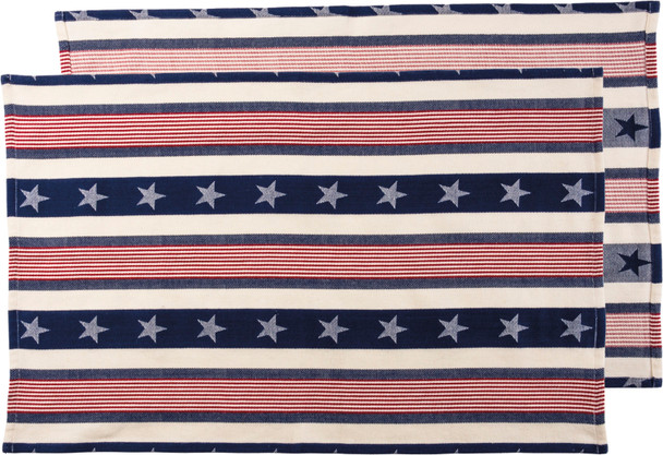 Patriotic Stars & Stripes Design Cotton Dish Towel 18x28 from Primitives by Kathy
