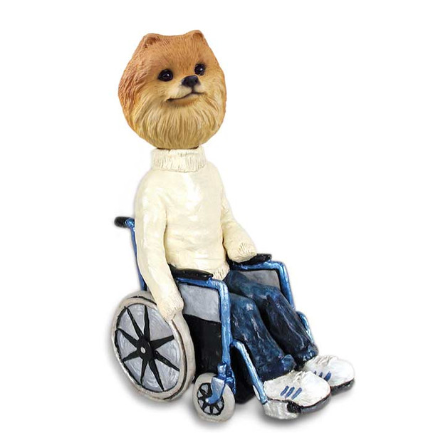 Dog Lover Doogie Collectible Figurine - Pomeranian Red Wheelchair From Conversation Concepts