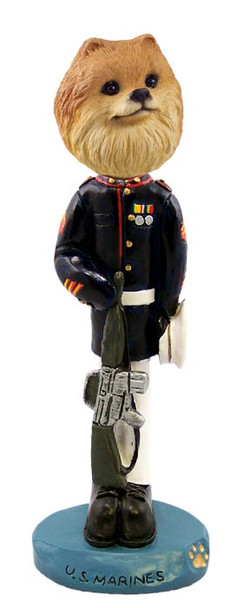 Dog Lover Hand-painted Figurine - Pomeranian Red U.s. Marines Doogie Collectible From Conversation Concepts