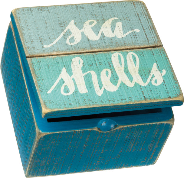 Sea Shells Decorative Slat Wood Hinged Box from Primitives by Kathy