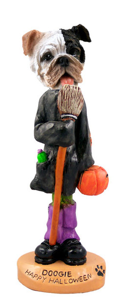 Dog Lover Hand-painted Figurine - Bulldog Brindle Happy Halloween Doogie Collectible From Conversation Concepts