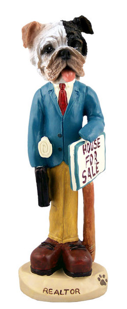 Dog Lover Hand-painted Figurine - Bulldog Brindle Realtor (male) Doogie Collectible From Conversation Concepts