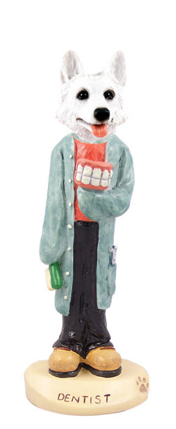 Dog Lover Hand-painted Figurine - German Shepherd White Dentist Doogie Collectible From Conversation Concepts