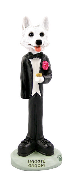 Dog Lover Hand-painted Figurine - German Shepherd White Groom Doogie Collectible From Conversation Concepts