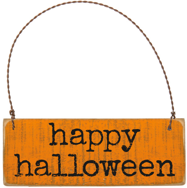 Happy Halloween Slat Wood Hanging Ornament Sign 4 Inch from Primitives by Kathy