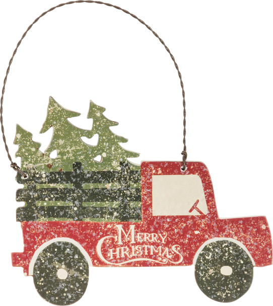 Christmas Tree Truck Hanging Wooden Ornament 5x4 from Primitives by Kathy