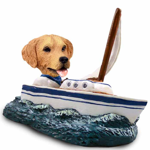 Dog Lover Hand-painted Figurine - Golden Retriever Sailboat Doogie Collectible From Conversation Concepts