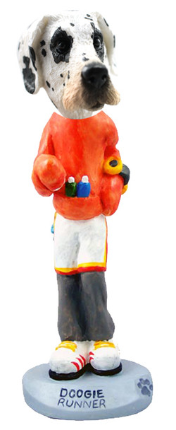Dog Lover Hand-painted Figurine - Great Dane Harelquin Uncropped Runner Doogie Collectible From Conversation Concepts