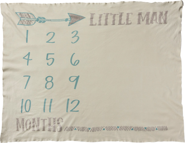 Little Man Decorative Cotton Baby Milestone Blanket 42x36 from Primitives by Kathy