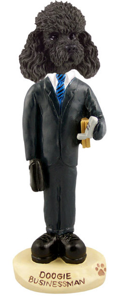 Dog Lover Hand-painted Figurine - Poodle Black W/sport Cut Businessman Doogie Collectible From Conversation Concepts