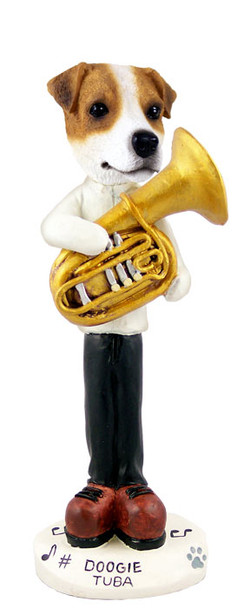 Dog Lover Hand-painted Figurine - Jack Russell Terrier Tuba Doogie Collectible From Conversation Concepts
