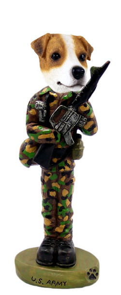 Dog Lover Hand-painted Figurine - Jack Russell Terrier U.s. Army Doogie Collectible From Conversation Concepts