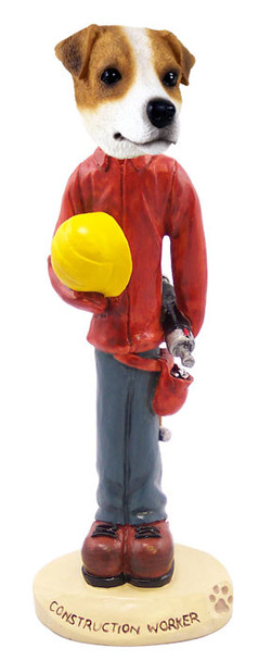 Dog Lover Hand-painted Figurine - Jack Russell Terrier Construction Worker Doogie Collectible From Conversation Concepts