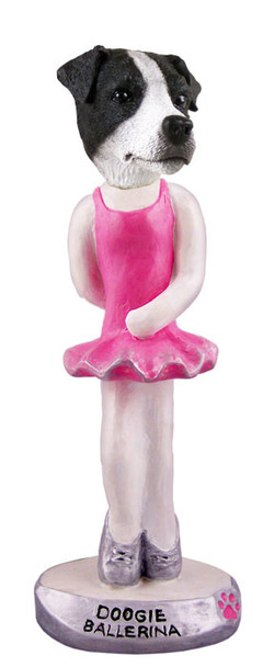Dog Lover Hand-painted Figurine - Jack Russell Terrier Black & White W/smooth Coat Ballerina Doogie Collectible From Conversation Concepts