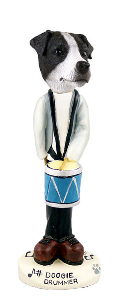 Dog Lover Hand-painted Figurine - Jack Russell Terrier Black & White W/smooth Coat Drummer Doogie Collectible From Conversation Concepts
