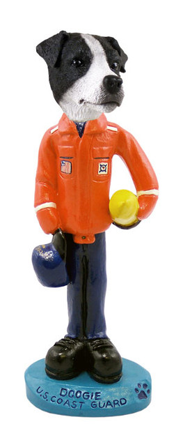 Dog Lover Hand-painted Figurine - Jack Russell Terrier Black & White W/smooth Coat U.s. Coast Guard Doogie Collectible From Conversation Concepts