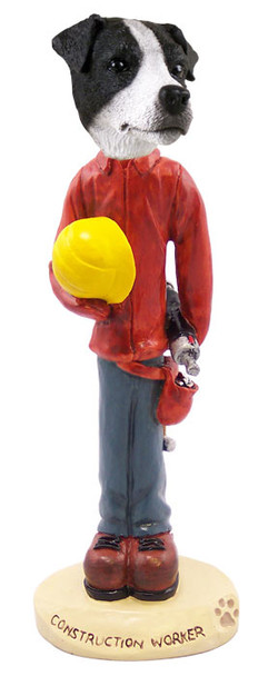 Dog Lover Hand-painted Figurine - Jack Russell Terrier Black & White W/smooth Coat Construction Worker Doogie Collectible From Conversation Concepts
