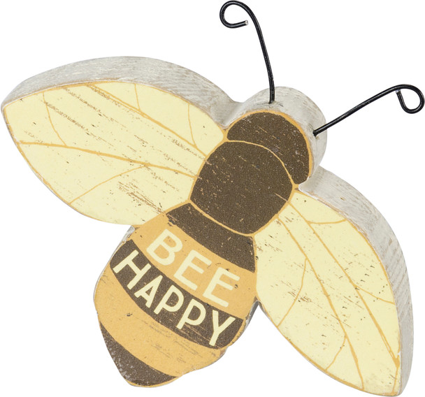 Bumblebee Shaped Bee Happy Decorative Wooden Sign 4.5x3 from Primitives by Kathy