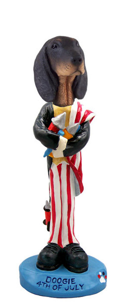 Dog Lover Hand-painted Figurine - Coonhound Black & Tan 4th Of July Doogie Collectible From Conversation Concepts