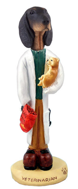 Dog Lover Hand-painted Figurine - Coonhound Black & Tan Veterinarian Doogie Collectible From Conversation Concepts