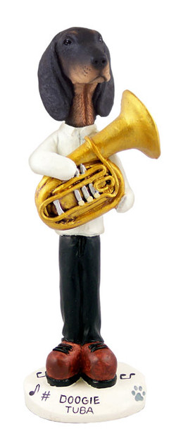 Dog Lover Hand-painted Figurine - Coonhound Black & Tan Tuba Doogie Collectible From Conversation Concepts