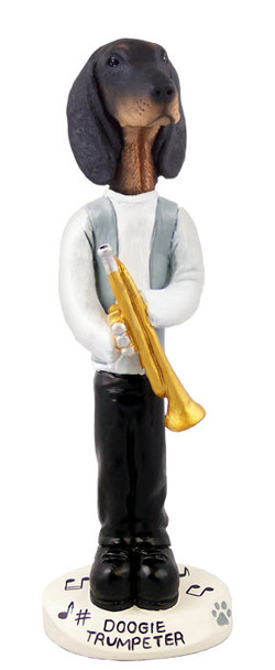 Dog Lover Hand-painted Figurine - Coonhound Black & Tan Trumpeter Doogie Collectible From Conversation Concepts