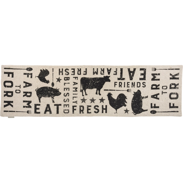 Farm To Fork Decorative Cotton Table Runner Cloth 56x15 from Primitives by Kathy