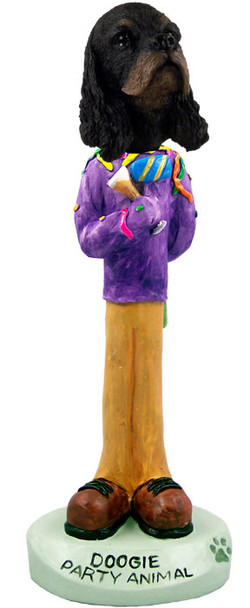 Dog Lover Hand-painted Figurine - Cocker Spaniel Black & Tan Party Animal Doogie Collectible From Conversation Concepts
