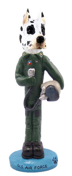 Dog Lover Hand-painted Figurine - Great Dane Harlequin U.s. Air Force Doogie Collectible From Conversation Concepts