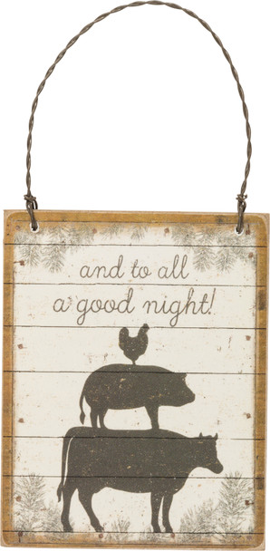 Farm Animals Themed And To All A Good Night Slat Wood Hanging Christmas Ornament from Primitives by Kathy