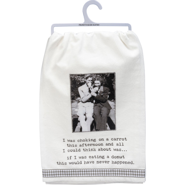 I Was Choking On A Carrot Not A Donut Cotton Dish Towel 28x28 from Primitives by Kathy