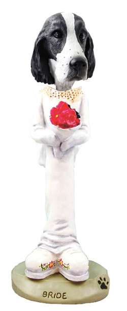 Dog Lover Hand-painted Figurine - Springer Spaniel Black & White Bride Doogie Collectible From Conversation Concepts