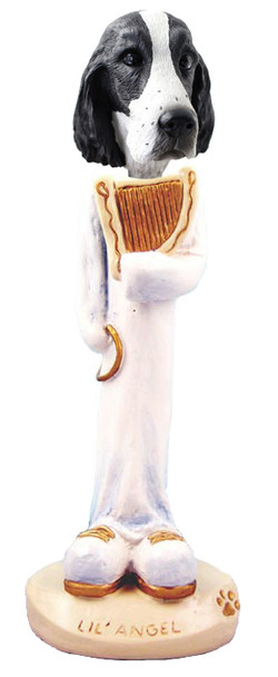 Dog Lover Doogie Collectible Figurine - Springer Spaniel Black & White Lil' Angel From Conversation Concepts