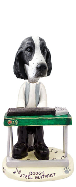 Dog Lover Hand-painted Figurine - Springer Spaniel Black & White Steel Guitarist Doogie Collectible From Conversation Concepts