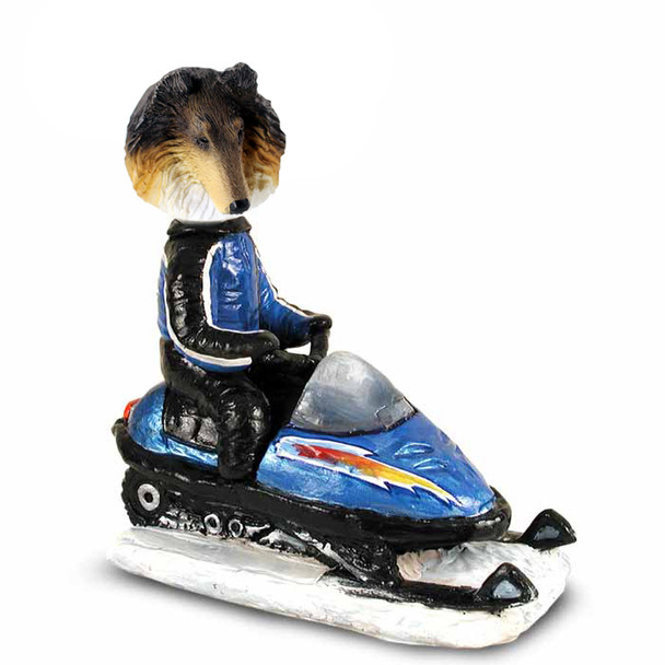 Dog Lover Hand-painted Figurine - Collie Tricolor Snowmobile Doogie Collectible From Conversation Concepts