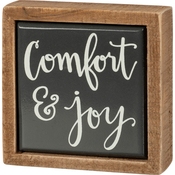 Comfort & Joy Decorative Wooden Box Sign Décor 3x3 from Primitives by Kathy