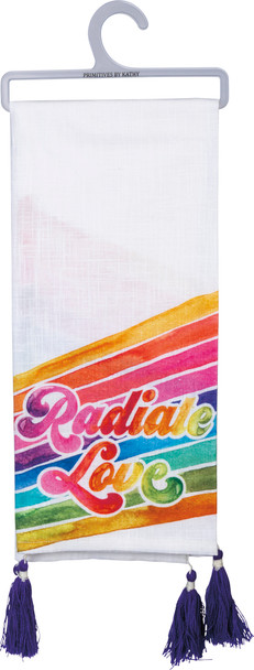 Rainbow Design Radiate Love Cotton Dish Towel 18x28 from Primitives by Kathy