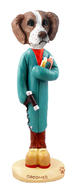 Dog Lover Hand-painted Figurine - Brittany Brown & White Groomer Doogie Collectible From Conversation Concepts
