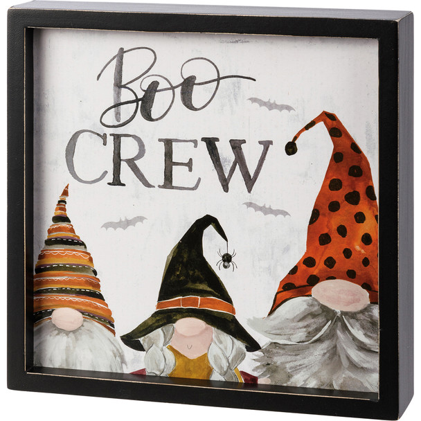 Decorative Inset Wooden Box Sign - Boo Crew - Watercolor Gnomes Design 8x8 from Primitives by Kathy