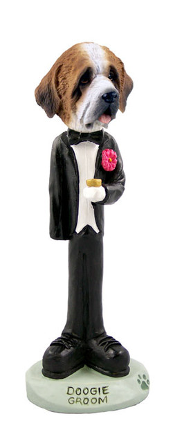 Dog Lover Hand-painted Figurine - Saint Bernard W/rough Coat Groom Doogie Collectible From Conversation Concepts