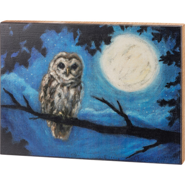 Decorative Wooden Box Sign Wall Decor - Spooky Owl & Full Moon 20 In x 15 In from Primitives by Kathy