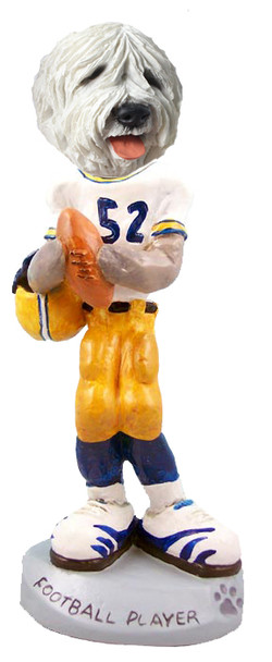 Dog Lover Hand-painted Figurine - Old English Sheepdog Football Player Doogie Collectible From Conversation Concepts