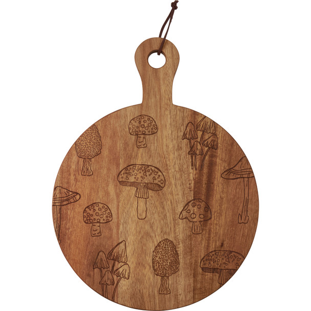 Acacia Wood Cutting Board - Mushroom Themed 13.25 Inch from Primitives by Kathy