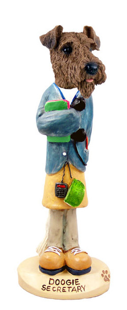 Dog Lover Hand-painted Figurine - Airedale Secretary Doogie Collectible From Conversation Concepts
